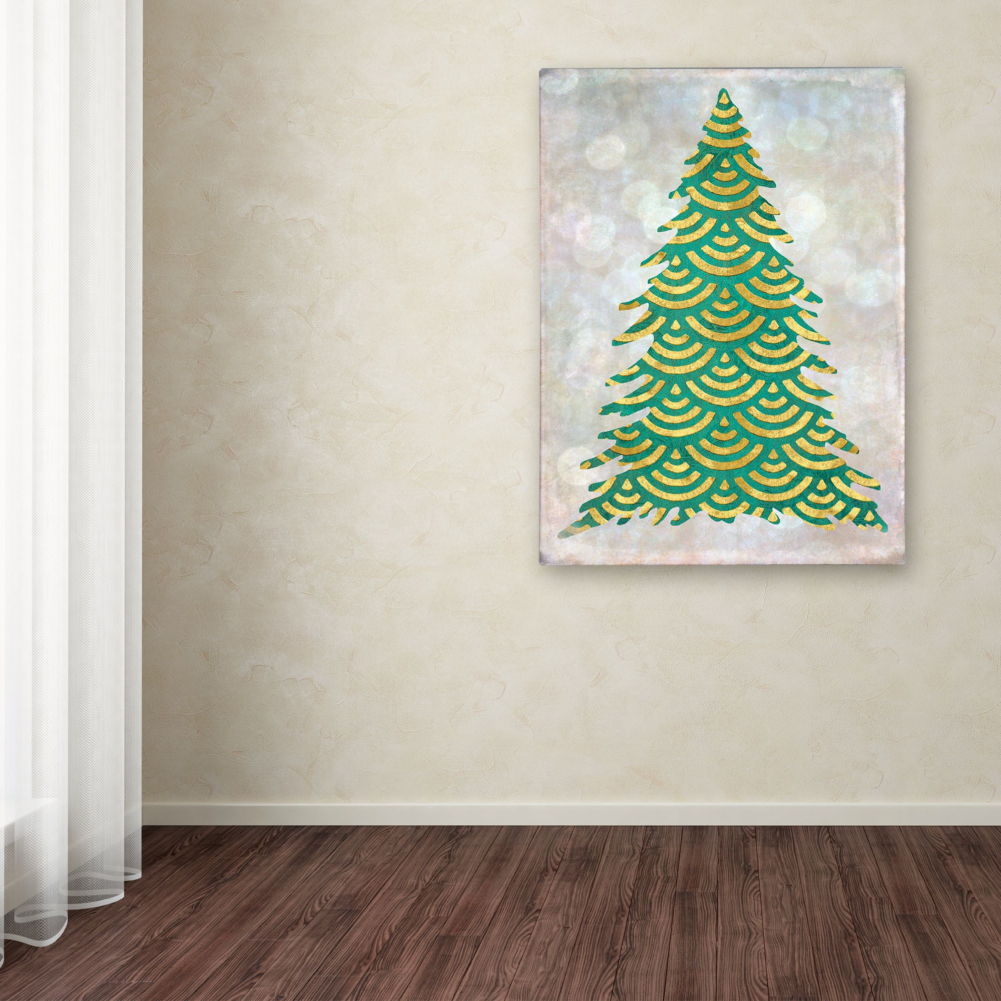 Trademark Fine Art 'Decorated Green and Gold Xmas Tree' Canvas Art by Cora Niele