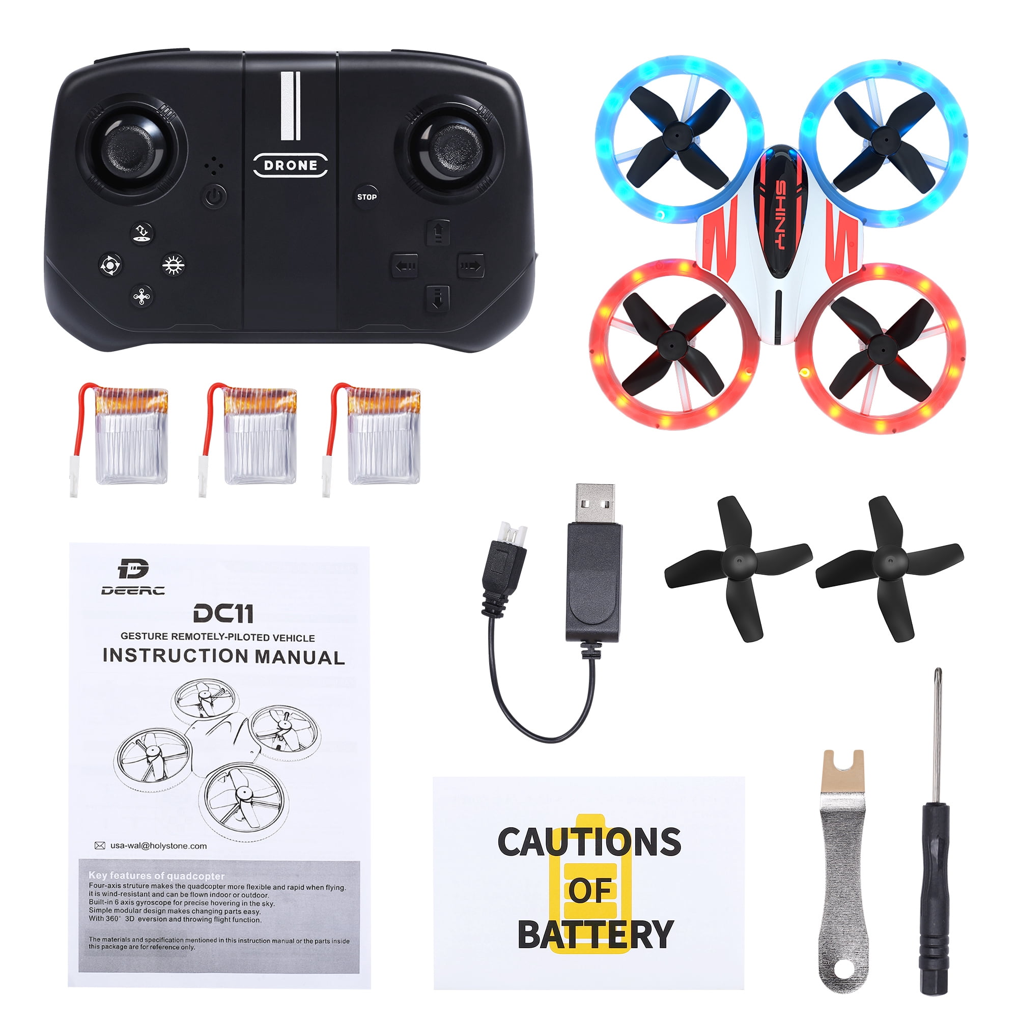 Deerc DC11(OG) Mini Drone for Kids and Beginners, 3 Batteries, Orange