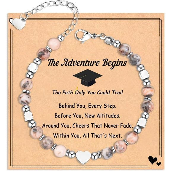 2025 Graduation Gifts for Her/Girls/Women/Kids, Healing Natural Stone Bracelets with Meaningful Card