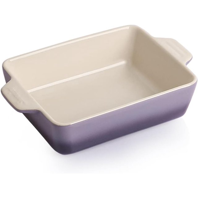 SWEEJAR Ceramic Baking Dish, Rectangular Small Baking Pan with Double Handles, 22OZ for Cooking, Brownie, Kitchen, 6.5 x 4.9 x 1.8 Inches (Gradient Purple)