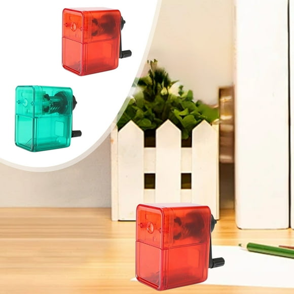 Xihbxyly Sacapuntas, Funcionamiento con Manivela, Construcción de Plástico Duradero, Diseño Fácil de Usar, Ligero y Portátil, Material de Oficina Escolar, Color Rojo y Verde, Tamaño 8,5 X 6 X 5 Cm