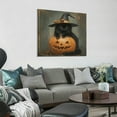 thumbnail image 4 of Vintage Halloween Black Cat and Pumpkin Canvas Wall Art Painting,Gothic Print Pictures for Home Wall Decor Horror Creepy Dark Posters for Living Room Home Halloween Party Decor Framed, 4 of 5