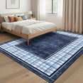 thumbnail image 2 of HOMERRY Washable Large Rug for Living Room 8' x 10' Plaid Print Modern Bordered Soft Non-Slip Indoor Carpet, Blue, 2 of 5