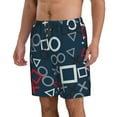 thumbnail image 2 of Pofeuu Navy Blue Geometric Prin Men's Swim Trunks Quick Dry Bathing Suit Swimming Board Shorts Mesh Lining Beach Swimwear-Small, 2 of 6