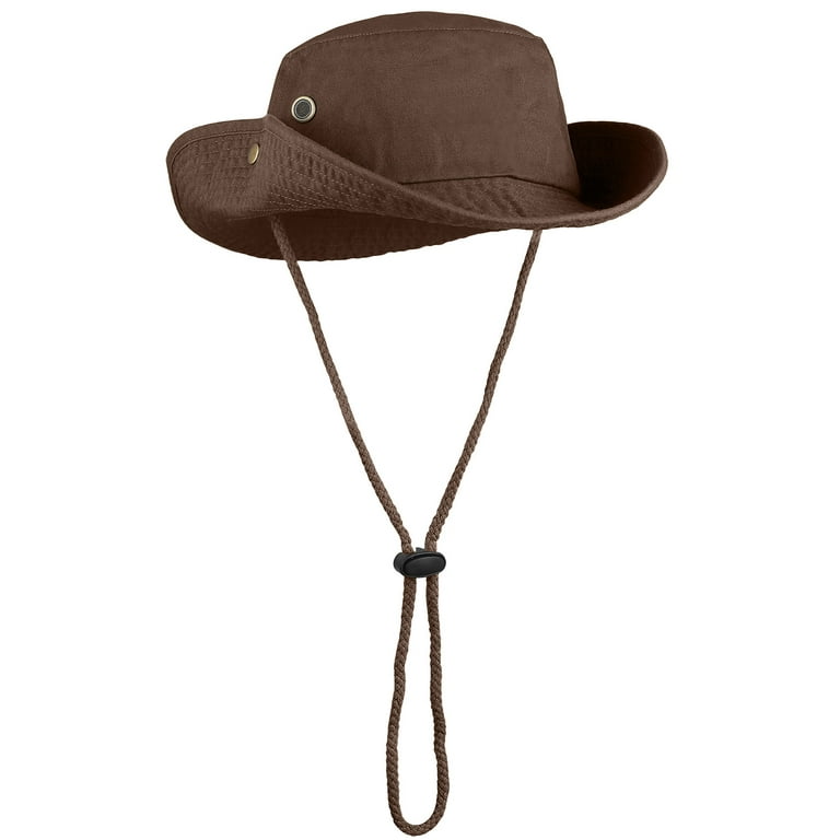 Cowboy Summer Men Women Fishing Hat Bucket Breathable Shade / TOPI (AF02)  Light Brown