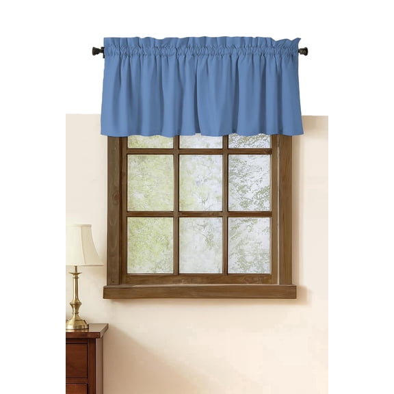 Native Fab Set of 2 Valance Curtains for Windows 54"x18" for Living Room Bedroom Kitchen Windows Bathroom, Farmhouse Vintage Curtain Valances Rod Pocket - Sky Blue