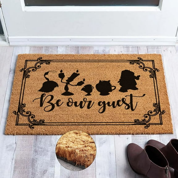 Funny 'Be Our Guest' Welcome Mat - Personalized Monogrammed Coconut Coir Doormat, 30*18 inch, Non-Slip Outdoor Rug for Porch & Entrance Way