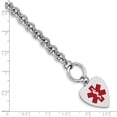 thumbnail image 3 of Sterling Silver Bracelet Medical Rolo 18 mm 8.75 inltd Engraveable Enamel Heart ID, 3 of 4