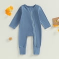 thumbnail image 7 of Okbabeha Newborn Zipper Romper Unisex Baby Girl Boy Long Sleeve Crewneck Zip Up Onesie Jumpsuit Onepiece Playsuit Fall Clothes, 7 of 7