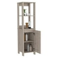 thumbnail image 7 of Knubmt 1 Door Bathroom Cabinet with 2 Inner Shelves and 2 Open Shelves, 59" H Wood Storage Cabinet for Living Room, Light Gray, 7 of 7