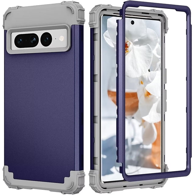 3 In 1 Shockproof Case Compatible Google Pixel 7 Pro/ Pixel 7 Rugged Armor Fall Resistant Heavy Duty Cover