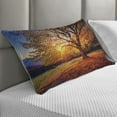 thumbnail image 2 of Fall Tree Quilted Pillowcover, Big Majestic Autumn Tree Shedding Faded Leaves on the Hill Slop Seasonal Landscape, Standard King Size Accent Pillow Cover for Bedroom, 36" x 20", Brown, by Ambesonne, 2 of 2