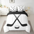 thumbnail image 3 of Manfei Boys Ball Game 7-Piece Twin Bedding Sets,Ice Hockey Rink Bedding Comforter Set,White Black Sheet Sets For Kids Boy,Microfiber Bedroom Decor Reversible, 3 of 9
