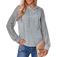 thumbnail image 4 of Round Collar Hoodie, Casual Drawstring Women Hooded Hoodie Fashionable Lace Long Sleeve For Office For Shopping For Female ANGGREK Cocina, Decoración y Otros, 4 of 5