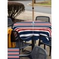 thumbnail image 6 of Square Outdoor Tablecloth with Umbrella Hole Navy Blue Red Striped Outside Table Cloth Waterproof Patio Table Cover Gradient Horizontal Lines Zipper Tablecloths for Picnic Party Camping 60x60 Inch, 6 of 8