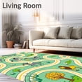 thumbnail image 2 of ODIKA 8'x10' Machine Washable Non-Slip Area Rug, Safari Animal Parade Interlocking Roads and Meadow Motifs High Traffic Rug, Green, 685164, 2 of 7