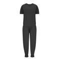 thumbnail image 4 of Ensemble 2 Pcs pour Femmes Été Col Uni Manches Courtes Blouse Haut + Pantalon Ample avec Poches, 4 of 6