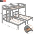 thumbnail image 4 of Churanty Triple Bunk Beds 3 Twin Solid Wood Bunk Beds with Guardrail and Ladder, Twin Over Twin Bunk Bed with Built-in Middle Drawer for Kids Teens Boys Girls, 4 of 11