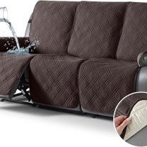 Waterproof Recliner Sofa Cover Non Slip Couch Cover for 3 Seat Reclining Sofa, Split Reclining Couch Covers 3-Piece with Straps, Washable Sofa Slipcover(3 Seater, Chocolate)