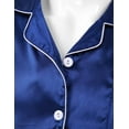 thumbnail image 7 of TiaoBug Women Mens Pajamas Set Satin Lapel Short Sleeve Shirts with Shorts 2-Piece Nightwear Royal Blue XL, 7 of 7