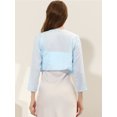 thumbnail image 4 of INSPIRE CHIC Top corto Bolero Elegante frente abierto drapeado con mangas 3/4 Encogimiento de hombros a la boda para mujeres Azul Claro S, 4 of 5
