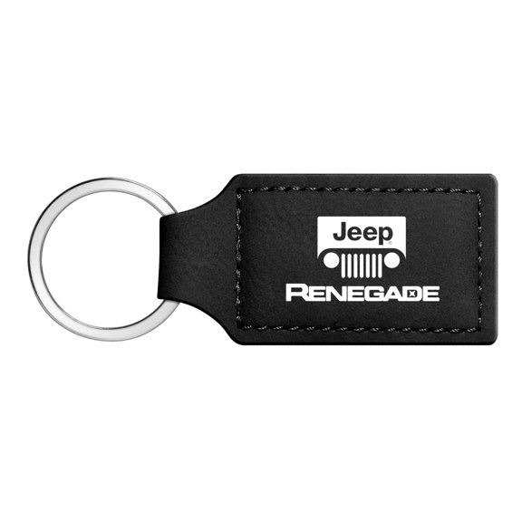 Jeep Renegade Rectangular Brown Leather Key Chain