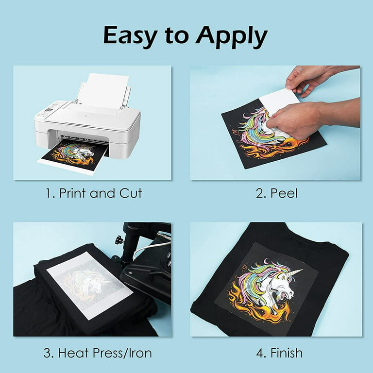 Inkjet Printing for Dark Cotton Fabric (3G Heat Transfer Paper) 8.5 x 11  - 25 Sheets
