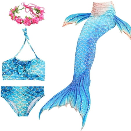 Mermaid Tail Swimwear for Swimming Princess Bikini Set Girls Birthday ...