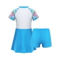 thumbnail image 2 of iiniim Kids Girls 2 Pcs Short Sleeve Rashguard Shirts with Swim Skirts Swimsuit Bathing Suit Beachwear Size 4-14 Blue 12, 2 of 7