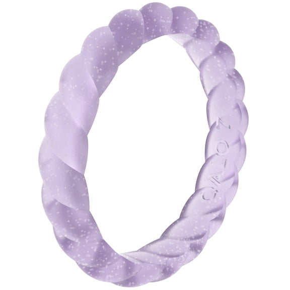 QALO Women's Stackable Rubber Silicone Ring - Jelly Lavender Twist Ring Size 09