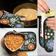 thumbnail image 5 of Yayeee Oven Mitts and Pot Holder Set of 2 Heat Resistant Kitchen Gloves Baking Hot Pad, Blue Geometric Flowers, 5 of 5