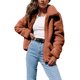 thumbnail image 3 of Chaqueta de mujer Piel sintética esponjosa Color sólido Cuello vuelto Bolsillos de manga larga Abanopi Chaqueta de mujeres, 3 of 7