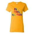 thumbnail image 1 of Wild Bobby Be A Kind Human Positive Inspirational Slogan Inspirational/Christian Women Graphic Tee, Gold, 3X-Large, 1 of 6