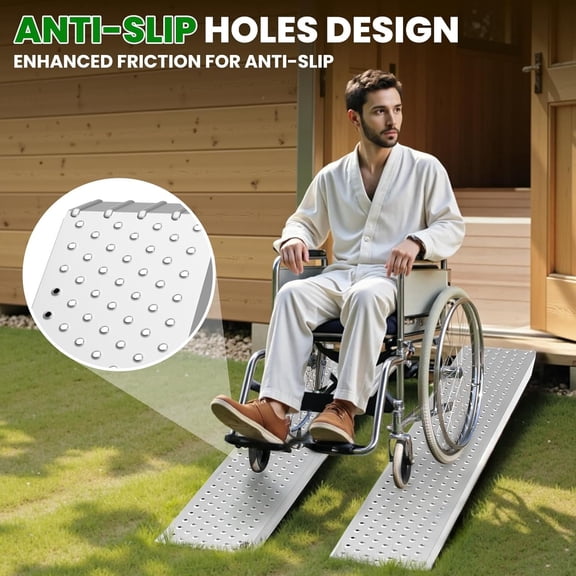 Shed Ramp 2pcs, 63" X 8.66" Lightweight Sturdy Anti-Slip Ramps Aluminum Ramps, 880 Lbs Load Capacity for Bike, Hand Truck, Riding Mower