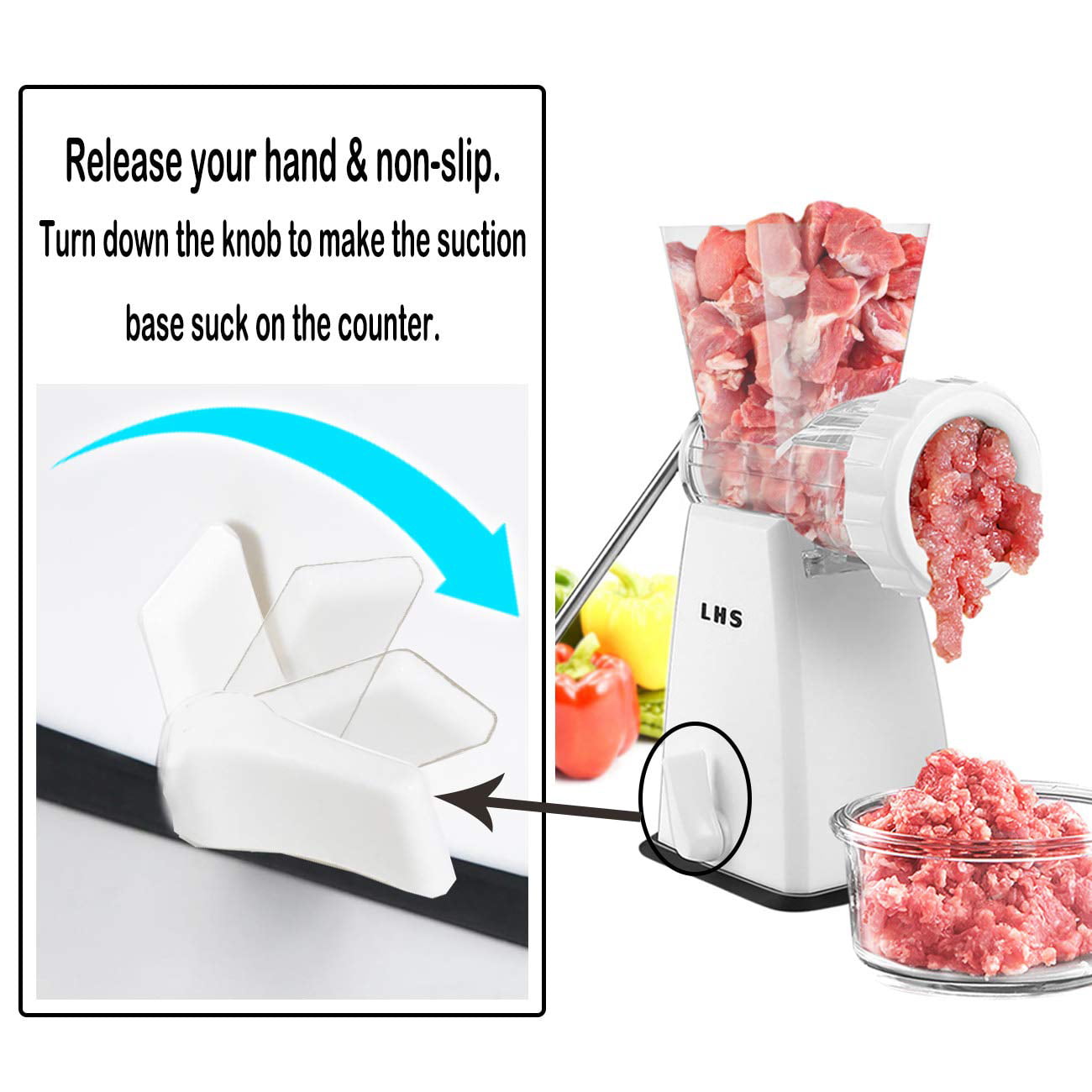 LHS Manual Meat Grinder, Heavy Duty Meat Mincer Sausage Stuffer, 3-in-1  Hand Grinder with Stainless Steel Blades for Meat, Sausage, Cookies, Easy  to Clean - Yahoo Shopping