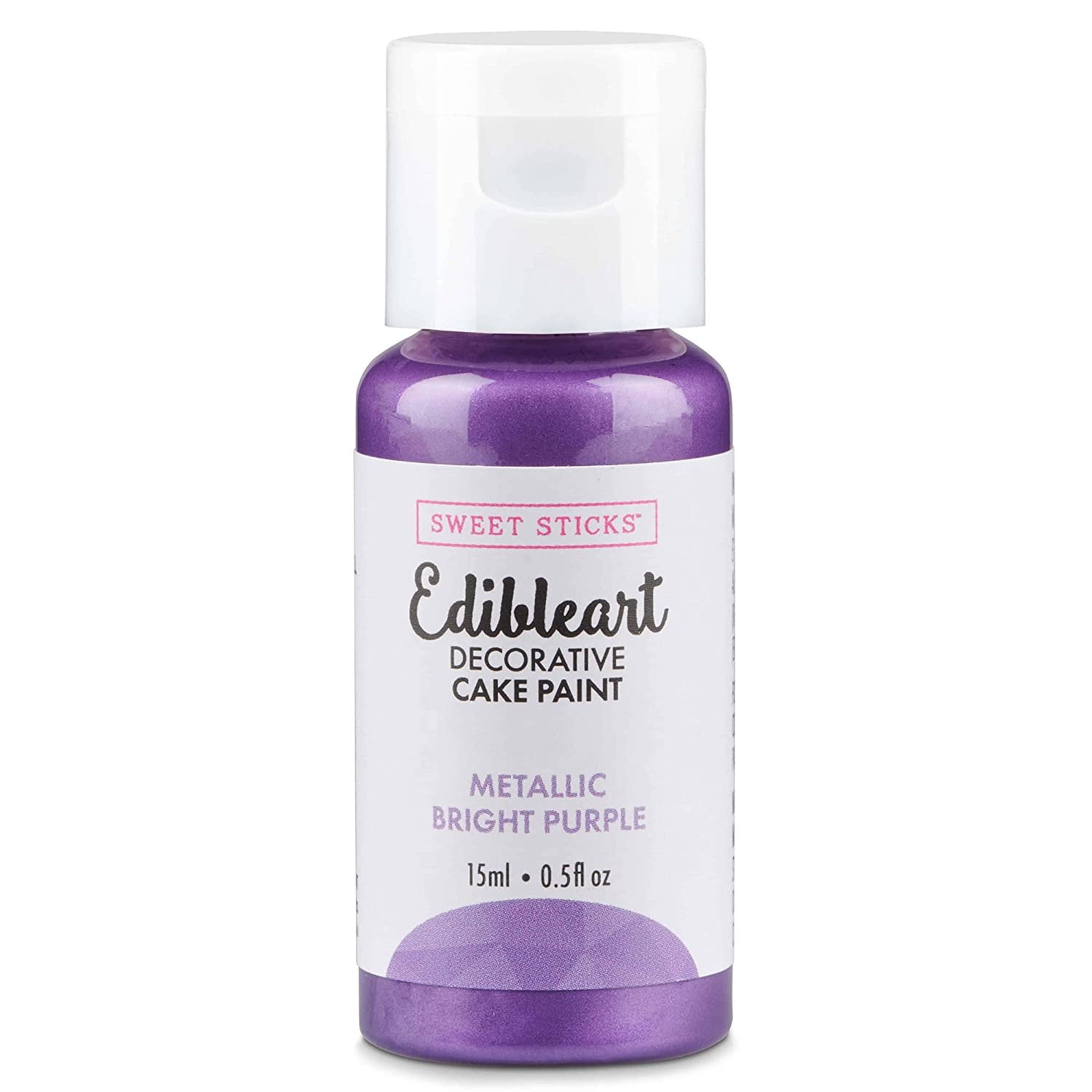 Sweet Sticks Edible Art Decorative Cake Paint 0.5 Ounce 15 Milliliters, Metallic Bright Purple