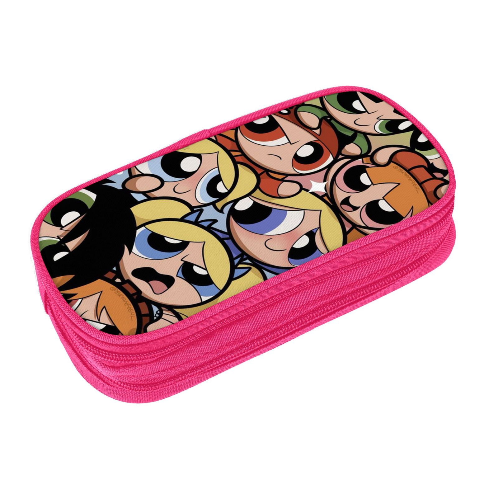 The Powerpuff Gi-rls Pencil Case Large Capacity Pencil Pouch Pen Bag Office Stationery Organizer Travel Makeup Bag Pink