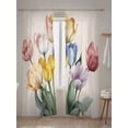 thumbnail image 5 of Sheer Curtains 96 Inches Long 2 Panels Set for Living Room, Colorful Tulips Floral Semi Sheer Curtains for Windows, Modern Art Watercolor Pastoral Voile Window Treatments Rod Pocket Curtain, 5 of 7