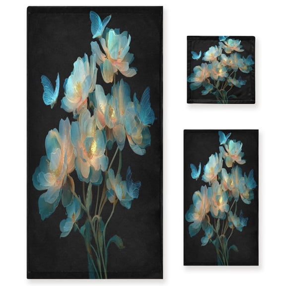 Three-Piece Towel Set Face Towel Towel Set Hand Towel Bath Towel Cotton Bath Towels Bath Towel Sets Hand Bath Towels Flowers