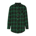 thumbnail image 4 of 2025 Clearance! 50% Off Clear! asdoklhq Clearance Coats Under $10.00 Plus Size,Women's Spring And Autumn Lapel Top Loose Casual Buttoned Long Sleeve Plaid Shirt Jacket, 4 of 8
