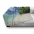 thumbnail image 3 of Holiday Soft Flannel Fleece Throw Blanket, Seascape Nature Relaxation Picture Idyllic Beach on Seychelles, Cozy Plush for Indoor and Outdoor Use, 60" x 80", Mint Green Green Blue, by Ambesonne, 3 of 6