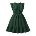 thumbnail image 1 of EnJoCho Robe d'Été Sans Manches pour Adolescentes Robe d'Été pour Filles Manches Volantes Texture Nouée Ajustée Tempérament Confortable Robe Décontractée, 1 of 7