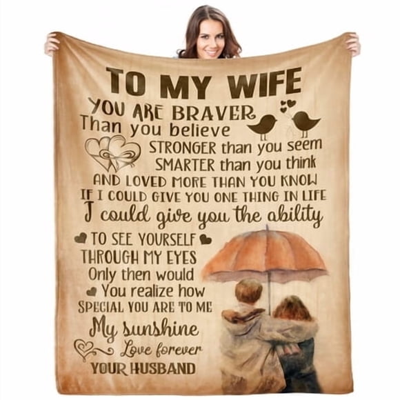 Kitdacnin Anniversary Romantic Gift for Women Gifts for Wife from Husband Best Wife Presents Wife Birthday Gift Ideas I Love You Gifts for Her Wife Throw Blanket