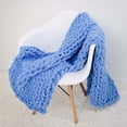 thumbnail image 1 of 47"x59 Pouces Fil Chenille Doux et Chaud Couleur Unie Couverture Tricotée Canapé Lit Couverture Tissée Rugueuse, 1 of 8