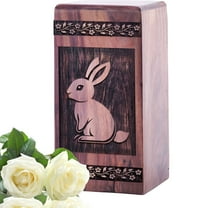 KARYLIZ Rabbit Large Capacity Urns For Human Ashes Wooden Cremation Adult Male & Female - Funeral Urns For Women mom & Dad Burial 14 Inch