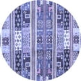 thumbnail image 1 of Ahgly Company Machine Washable Indoor Round Abstract Blue Modern Area Rugs, 5' Round, 1 of 4