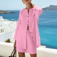 thumbnail image 6 of Sets for Women Clothing 2 Piece Summer Solid Color Round Neck Shirt Top and Casual Shorts Set with Pockets for Everyday Casual Style Pink XXL, 6 of 8