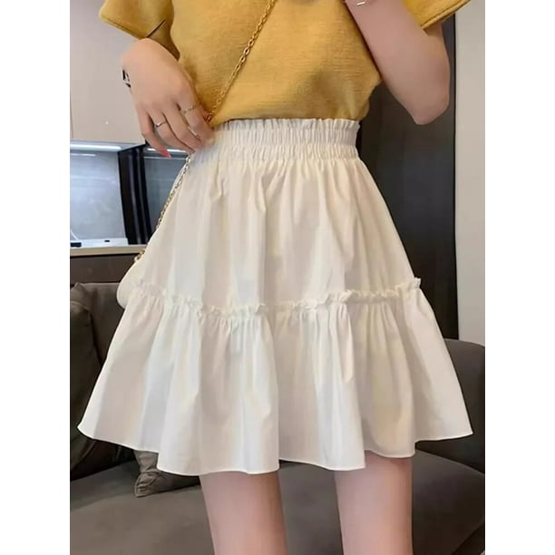 Falda de talle alto en forma de A para mujer, talla pequeña, adelgazante, moda de otoño, falda abullonada