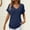 Dark Blue, variant on Olyvenn Womens Waffle Knit Tops 2025 Summer V Neck Shirts Casual Trendy Rolled Short Sleeve Blouses Basic Tee Tunic with Pocket Hot Pink XXL