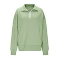 thumbnail image 5 of Cnbwig Graphic Hoodies for Womens Half Zip Pullover Hoodless Solid Color Stand Collar Loose Outfits Pullover Trendy Hoodies Fall Coat Light Green L, 5 of 5
